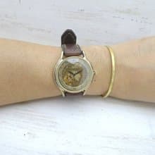 手作り腕時計 自動巻きオープンハート 36mmBrass(真鍮) ローマ数字 手縫いバンド (BAM060ローマ)