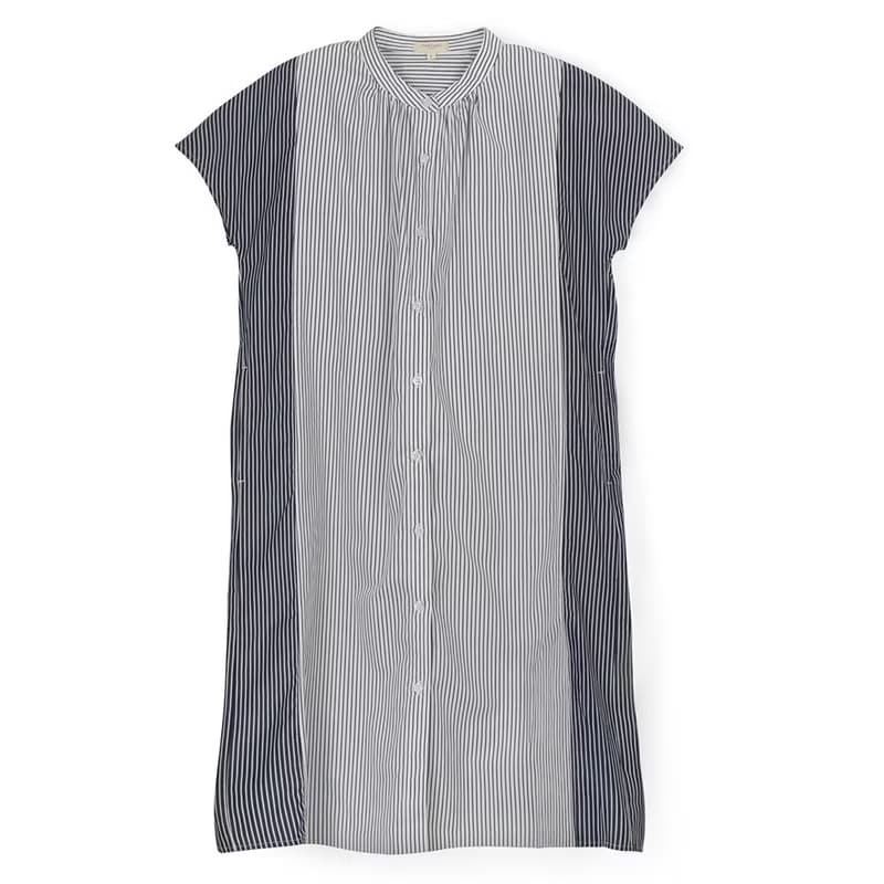 純棉直條紋撞色長版襯衫-共2色