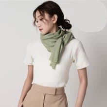 淺橄欖綠 | 窄版素面 喀什米爾圍巾