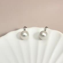 素 天然淡水珍珠 強光炫彩  S925銀14K注金 耳夾 無耳洞