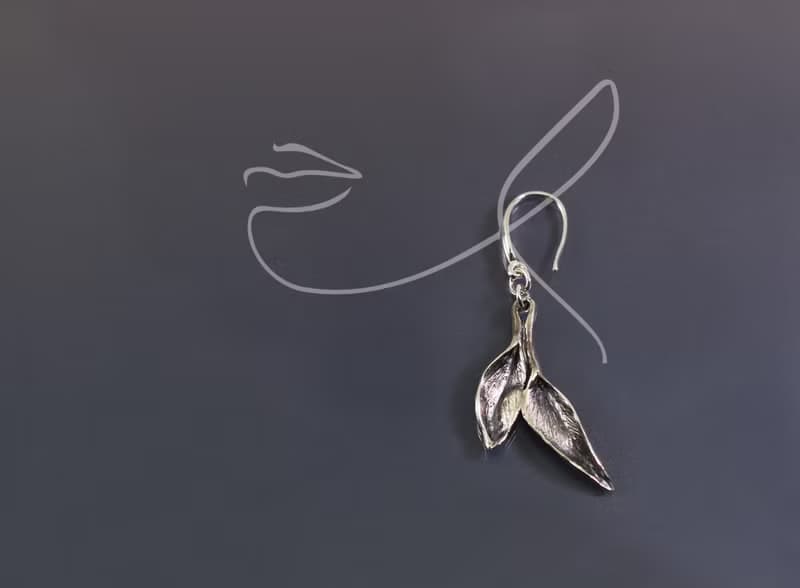 植物系列-雙葉單邊925銀耳環(單支/一對)
