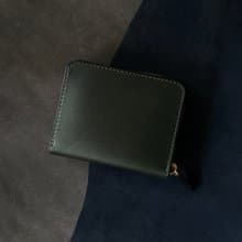 植鞣革牛皮拉鍊零錢袋多夾層短夾 | 深綠 現貨