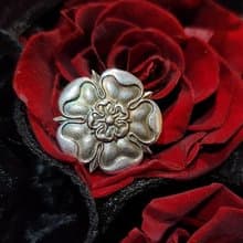 1946年純銀約克王朝玫瑰古董胸針項鍊兩用(有Hallmark)聖誕禮盒