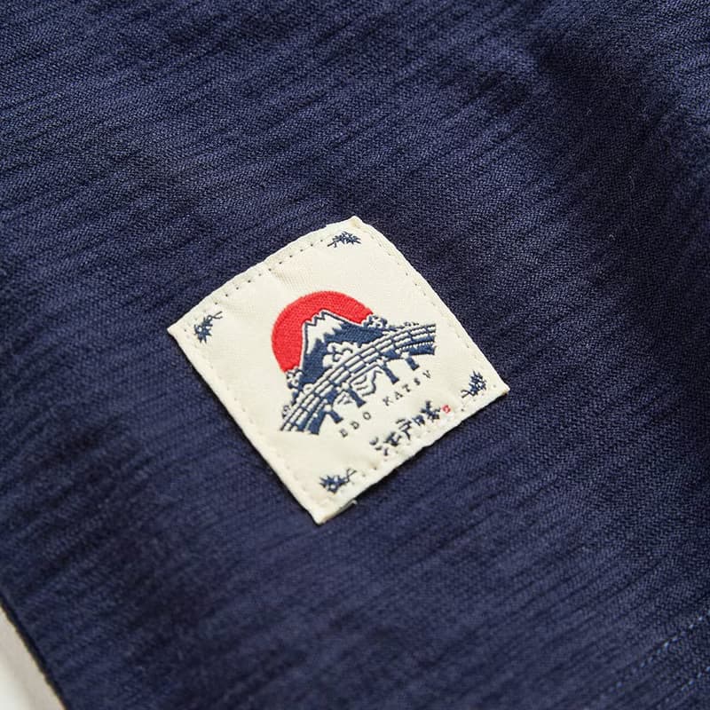 江戶勝 日系 童裝 富士山 青海波LOGO短袖T恤(丈青色) #上衣