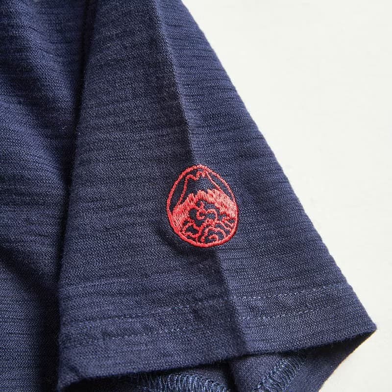 江戶勝 日系 童裝 富士山 青海波LOGO短袖T恤(丈青色) #上衣