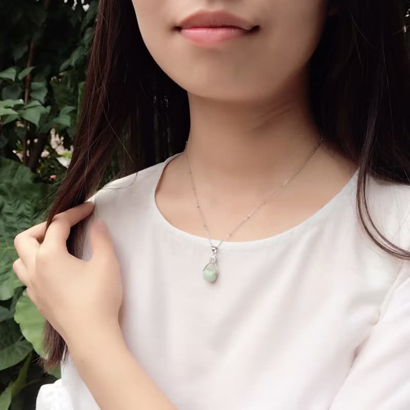 中國禪風透玉項鏈吊墜 925純銀