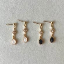 14K包金 星芒彩色寶石耳環 耳夾 14KGF