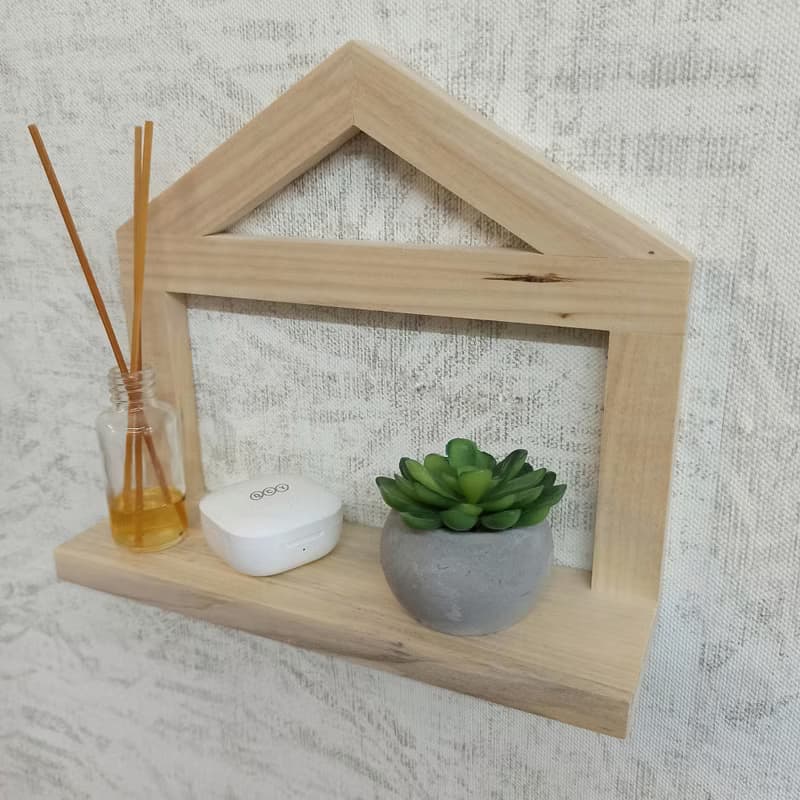 Handmade Wooden Key Holder with Shelf and Hooks