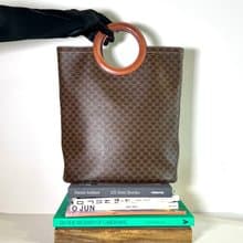 Celine特別環形手柄啡色老花皮革托特古董包大手袋 日出中古二手