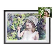 Custom original watercolor portrait painting by artist Irina Zhunaeva