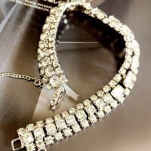 vintage jewelry   古典方形滿鑲萊茵手鍊