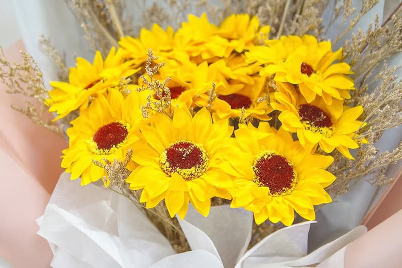 一心一意 11朵向日葵花束 乾燥花花束 畢業花束 父親節花束S008
