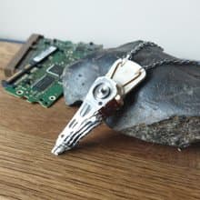Cyberpunk necklace for him. Cyber core jewelry. Futuristic necklace for men
