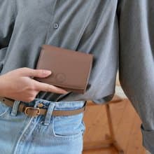 Stella (Wood) : Short wallet, folded wallet, soft cow leather, Brown