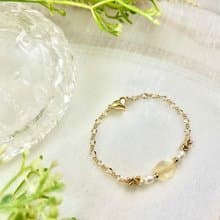 橢圓形黃水晶愛心磁扣手鍊 磁扣式手鍊 黃水晶 淡水珍珠手鍊