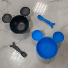 Bumkins 迪士尼寶寶矽膠餐碗組(黑色米奇)