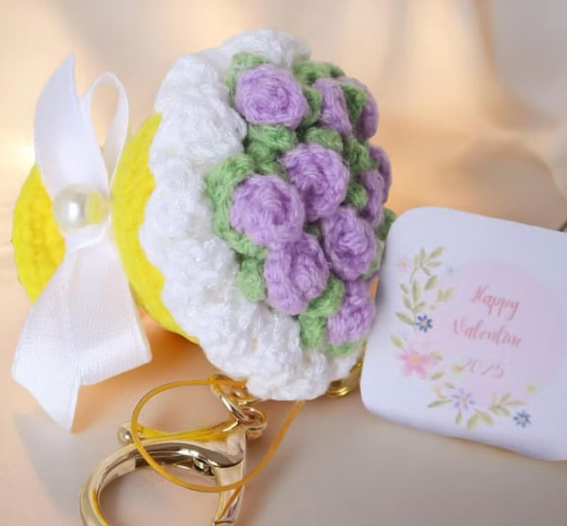 迷你鈎織小花束匙扣~~指尖綻放的春日浪漫