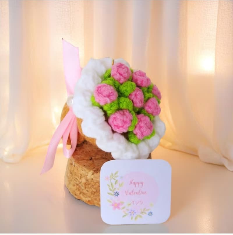 迷你鈎織小花束匙扣~~指尖綻放的春日浪漫