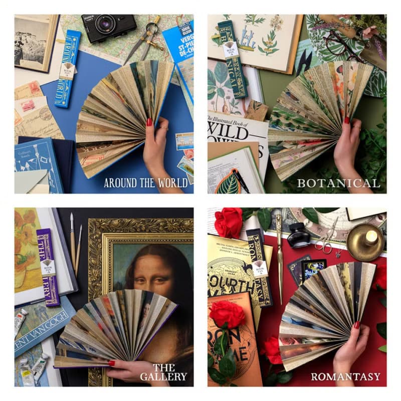 2025新款創意復古書本摺扇 英國IF文創進口文藝讀書趣味夏季扇子