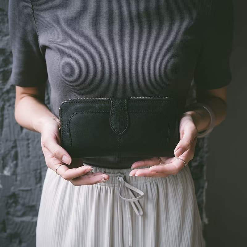 【禮盒】真皮文藝長夾 B19-636 黑