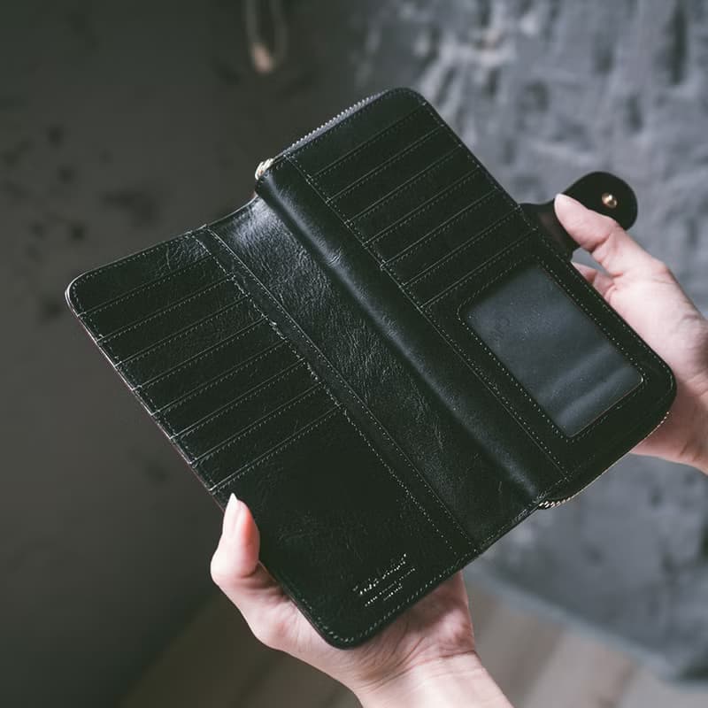 【禮盒】真皮文藝長夾 B19-636 黑