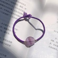 手作 紫霞漫漫。天然紫水晶編織手繩 轉運銀珠文藝手鏈 生日禮物