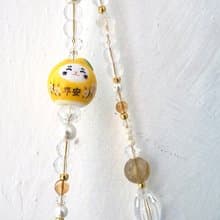 金運招福 黃色招財貓 手機掛飾 電話繩 附送連接墊片