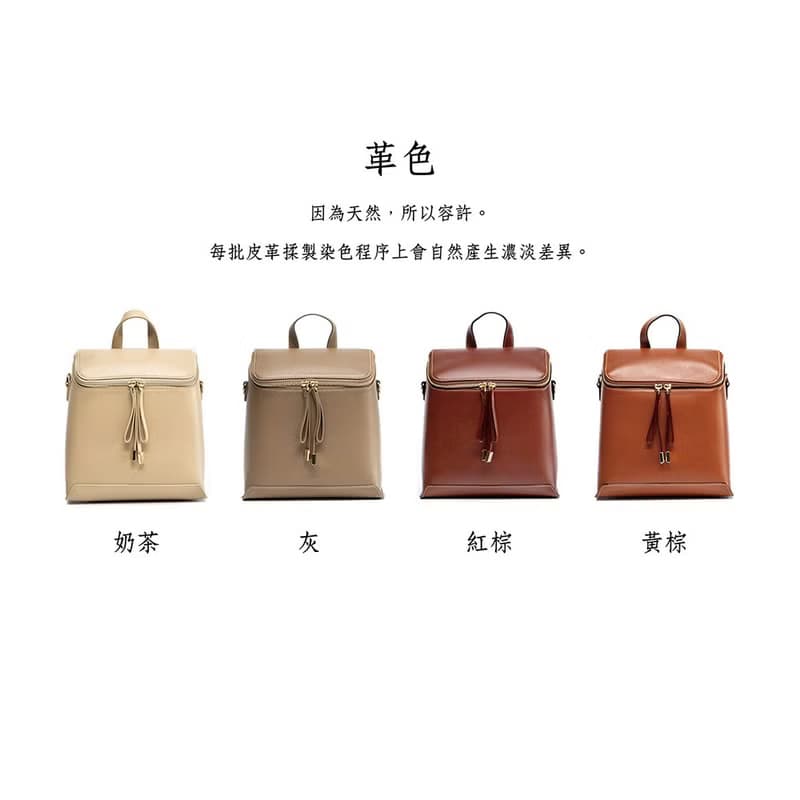 真皮經典兩用後背包 S-12020 紅棕
