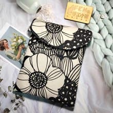 北歐系列-日本布料北歐黑底白大花-電子書保護套-袋蓋磁釦款-閱讀