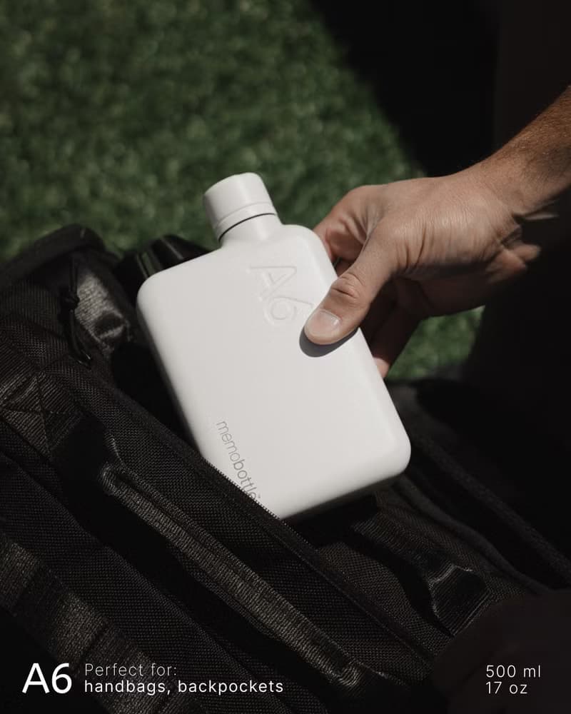 memobottle A6 500ml 不鏽鋼筆記本薄型水壺 (白色)