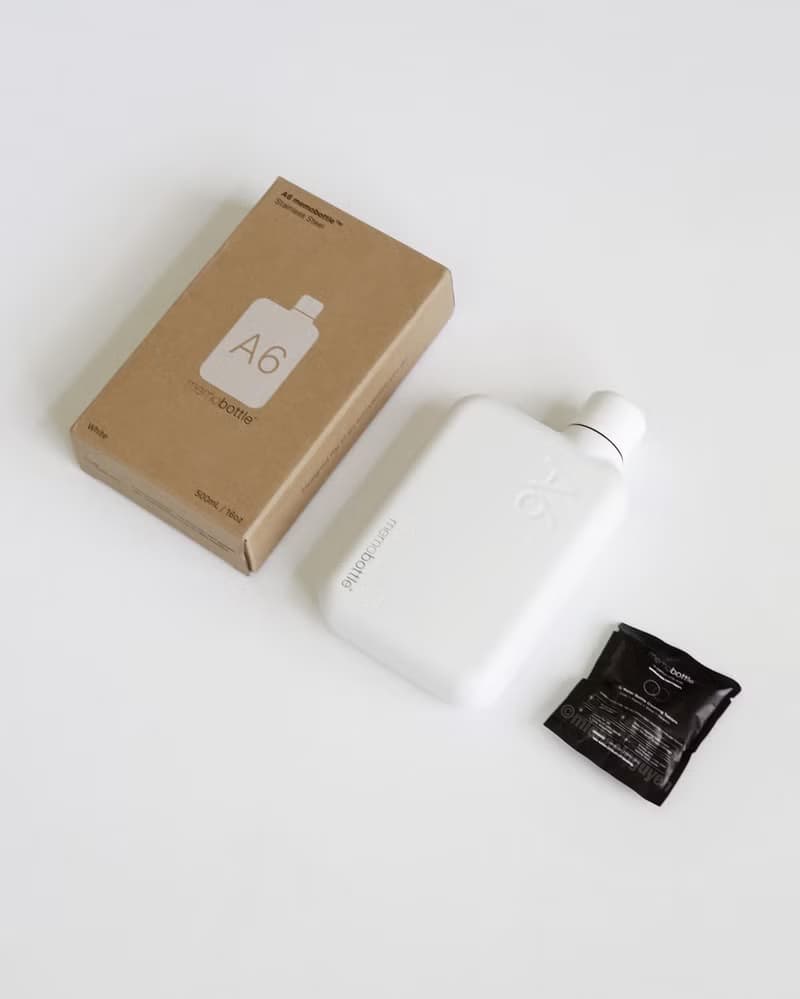 memobottle A6 500ml 不鏽鋼筆記本薄型水壺 (白色)