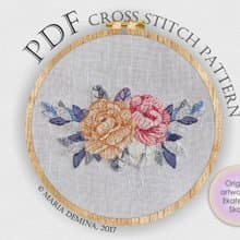 Moonlight Bouquet PDF cross stitch pattern