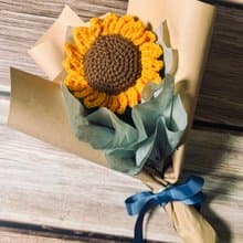 可愛太陽花向日葵單枝小花束 鉤織花