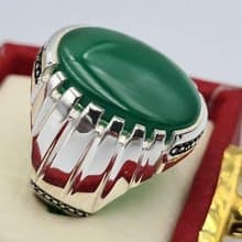 Green yemeni aqeeq ring yamani hakik agate bague christmas gift for him jewelry