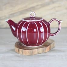 【母親節禮物】200ml 石榴 銅紅釉 曲紋茶壺 陶瓷名家葉敏祥作品