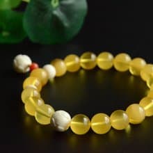 【蓮語】天然琥珀金絞蜜猛獁象牙精工蓮花手串手鏈