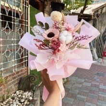 嫩粉 擴香畢業小太陽花束 /可滴精油噴香水/乾燥花/畢業花束/畢業