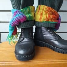 Rainbow hand knitted ankle scarf in wool