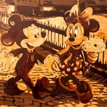 Mickey Minnie Disney characters framed wood picture home decor boho style