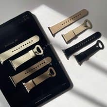 Apple Watch | 寬版顆粒紋圓釘扣真皮錶帶