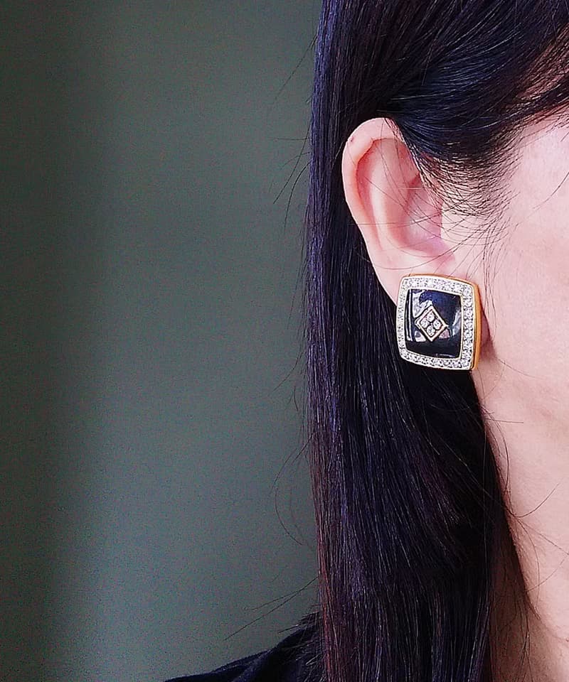 Vintage Jewelry 西洋古董飾品 厚實  摩登氣勢款 夾式耳環
