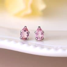 【Second Earrings】 鉑金粉晶碧璽露珠耳環