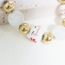 【招財貓】開運招福白月光石不銹鋼手鍊