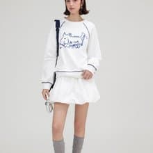 可愛狗狗 手繪印花復古圓領衛衣