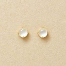 【Second Earrings】 18K 乳白色凸圓形耳環 (黃金)
