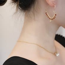 大愛心 橙石榴石耳飾 14kgf