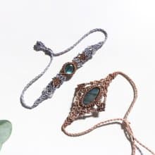 拉長石圖騰花紋編織蠟線手鍊