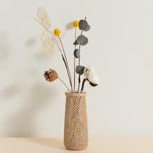 藺草編織/花瓶/花器/小尺寸/含玻璃瓶/中編網花