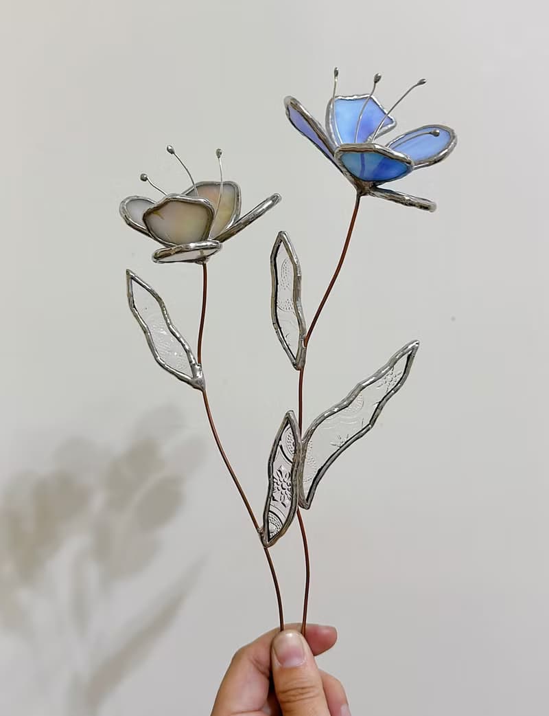鑲嵌玻璃 復古花卉花束/單入