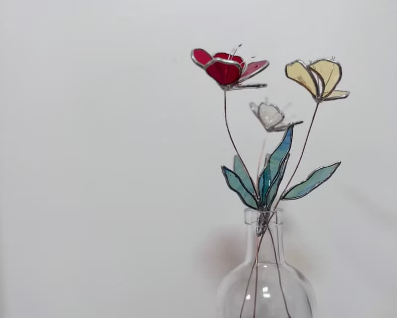 鑲嵌玻璃 復古花卉花束/單入